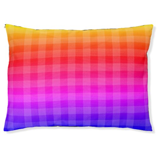 Blue pink purple red orange yellow plaid pattern  pet bed