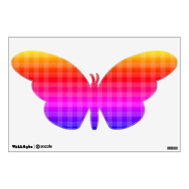 Blue pink purple red orange yellow plaid pattern  wall decal (Front)