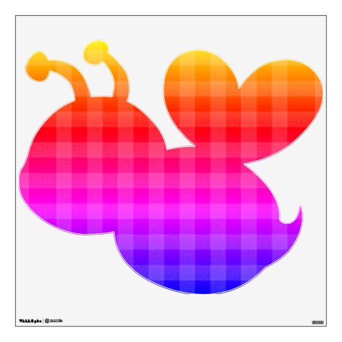 Blue pink purple red orange yellow plaid pattern   wall decal