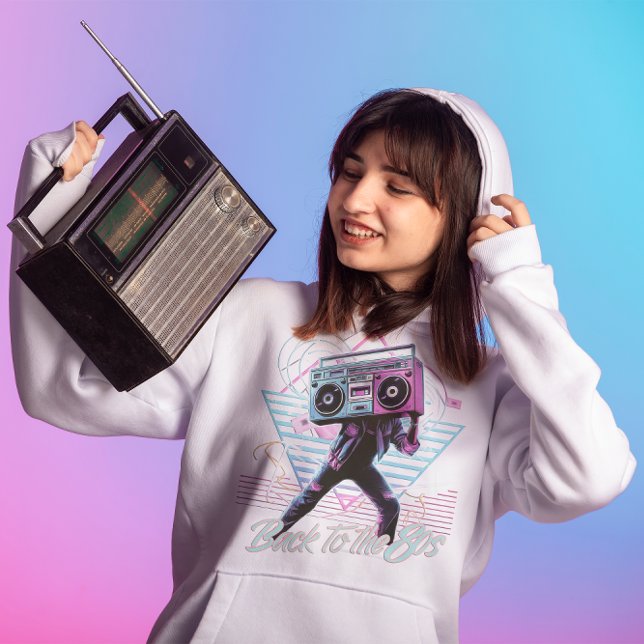 Blue Pink Retro Back To The 80s Hoodie Sweatshirt (Creator Uploaded)