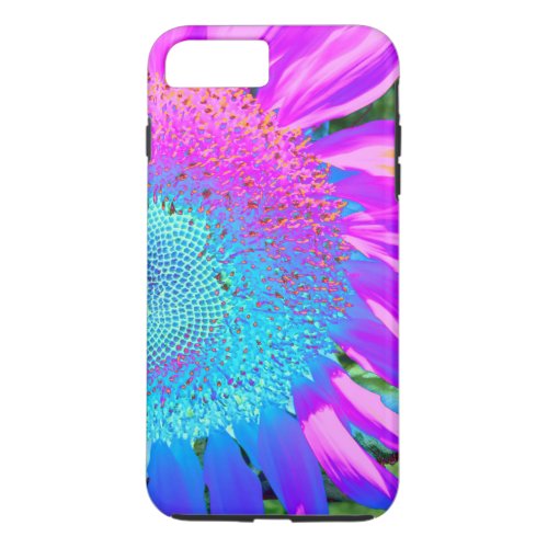 Blue pink retro funky sunflower photo iPhone 8 plus7 plus case