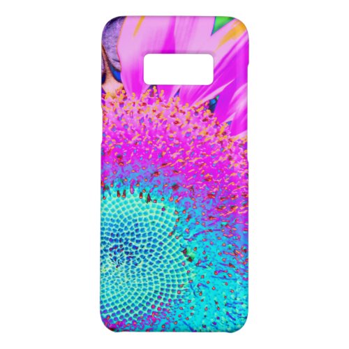 Blue pink retro funky sunflower photo Case_Mate samsung galaxy s8 case