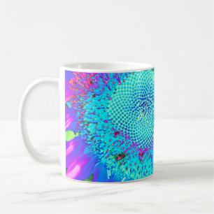 Blue pink retro funky sunflower photo coffee mug