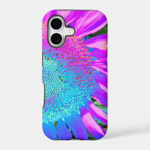 Blue pink retro funky sunflower photo iPhone 17 case