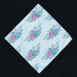 Blue & Pink Roses Bandana<br><div class="desc">Beautiful blue and pink roses on baby blue background</div>
