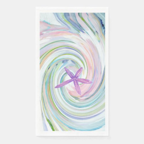 Blue Pink Sea Swirl  Starfish Paper Guest Towels