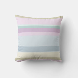 Blue Pink & Seafoam Minimal Stripe Pattern Throw Pillow