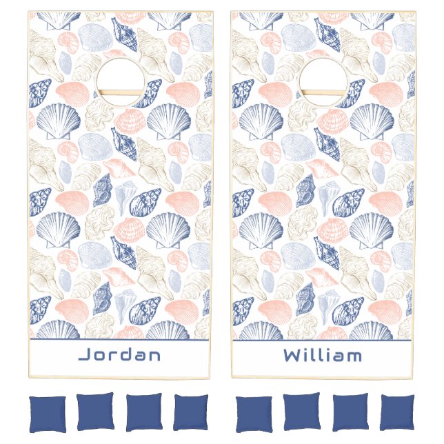 Blue & Pink Shells  Cornhole Set (Set)