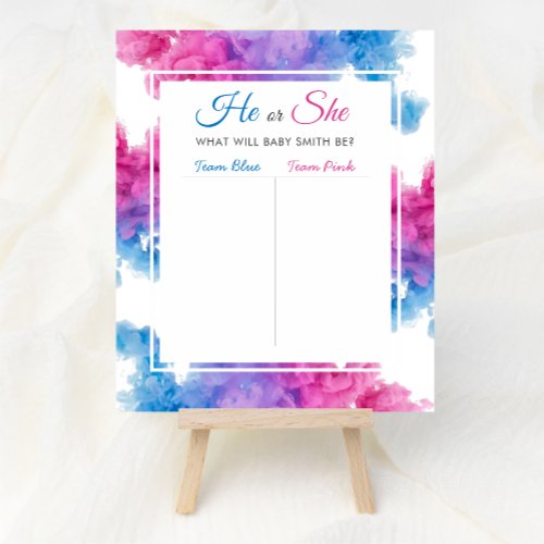 Blue Pink Smoke Baby Gender Reveal Party Vote Poster