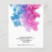 Blue pink smoke budget gender reveal invitation (Back)