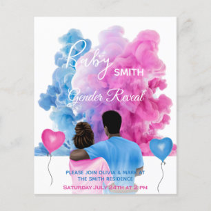 Blue pink smoke couple gender reveal invitation
