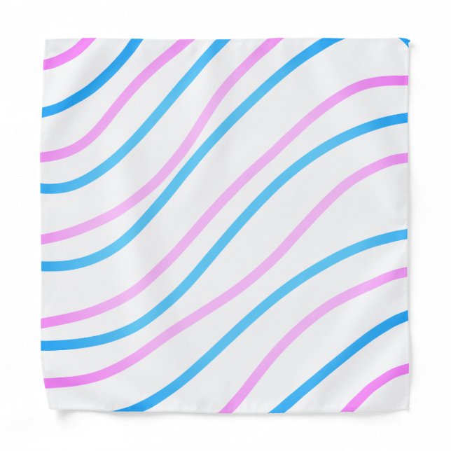 Blue pink spiral pattern stripes curvy waves moder bandana (Front)