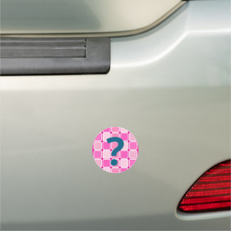 Blue ? Pink Squares Car Magnet