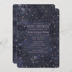 Blue & Pink Starry Night Sky Celestial Baby Shower Invitation