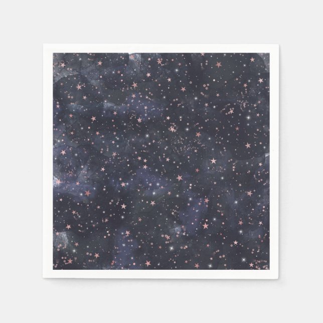 Blue & Pink Starry Night Sky Celestial Baby Shower Napkins (Front)