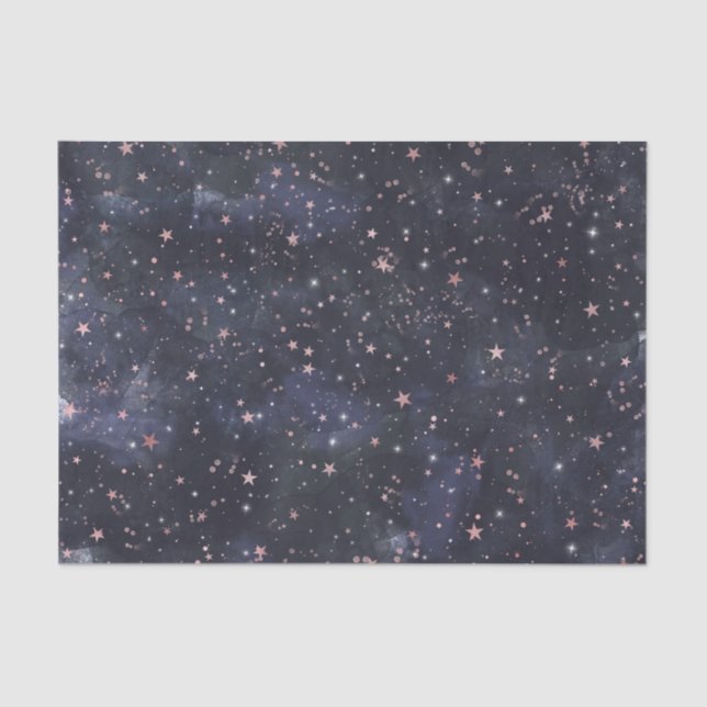 Blue & Pink Starry Night Sky Celestial Baby Shower Tissue Paper (Front)