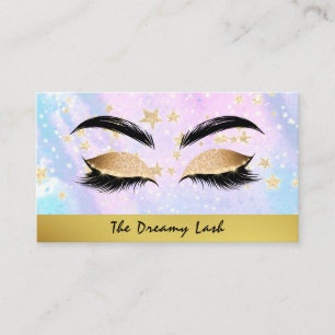 *~* Blue Pink Stars Lashes Brows Extensions Girly Business Card