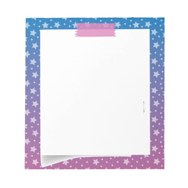 Blue & Pink stars Notepad (Front)