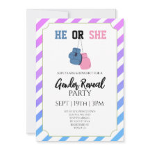 Blue Pink Stripes Boxing Gender Reveal Party