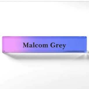 blue pink sunset ombre  desk name plate
