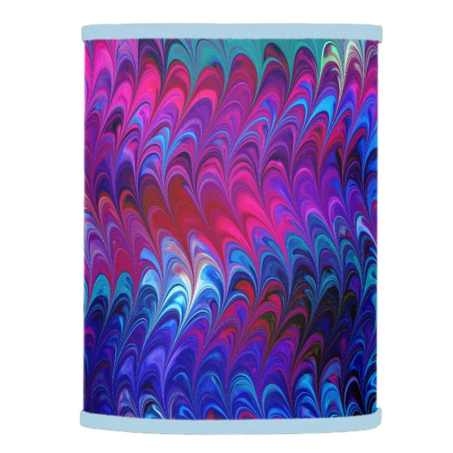 Blue Pink Teal Abstract Marbling Ebru Art Lamp Shade (Right)