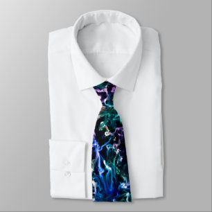 Blue Pink Teal Cosmic Abstract Glow Fluid Nebula Neck Tie