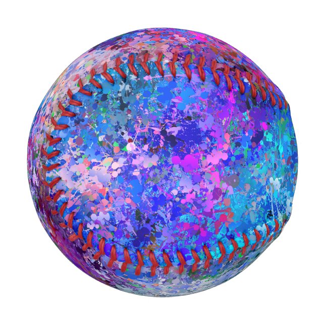 Blue Pink Teal Drops Abstraction Baseball (Front Left)