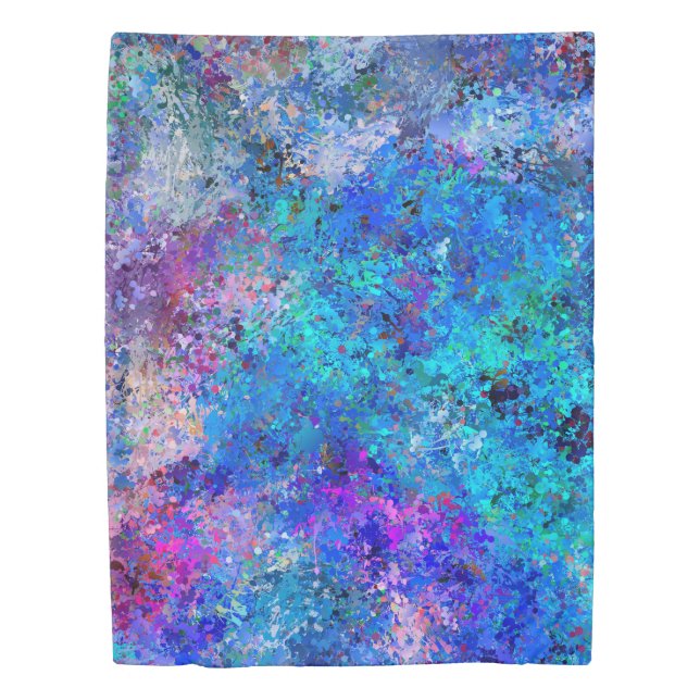 Blue Pink Teal Drops Abstraction   Duvet Cover (Front)