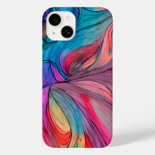 Blue Pink Teal Lilac Watercolor Ink Abstraction Case-Mate iPhone 14 Case