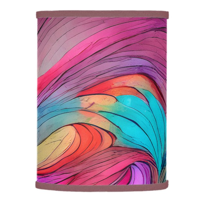 Blue Pink Teal Lilac Watercolor Ink Abstraction Lamp Shade (Right)