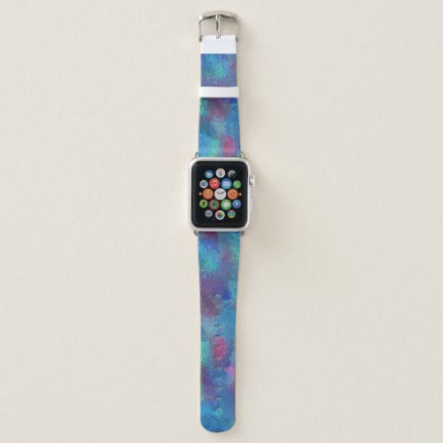 Blue Pink Teal Watercolor Abstraction Apple Watch Band