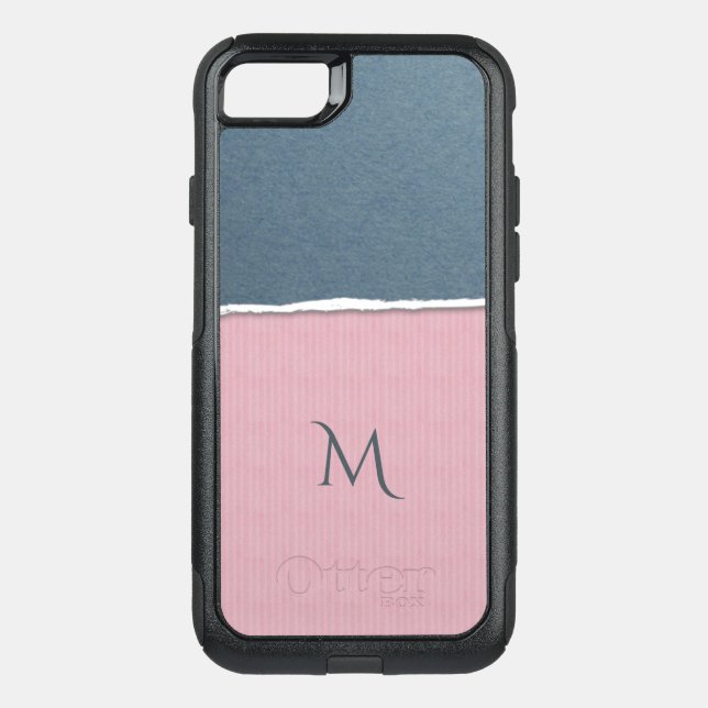 Blue & Pink Texture custom monogram phone cases (Back)