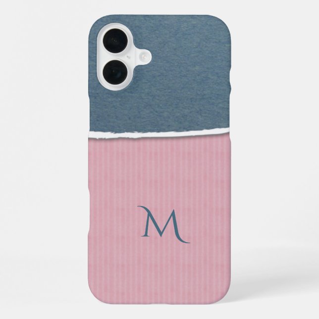 Blue & Pink Texture custom monogram phone cases (Back)