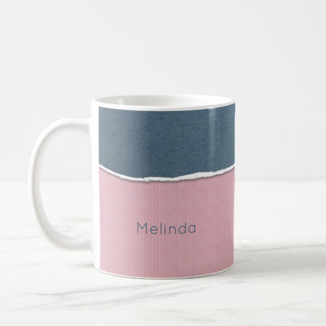 Blue & Pink Texture custom name mugs (Left)