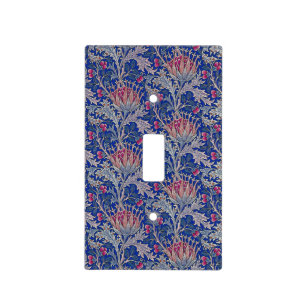 blue pink thistle light switch cover