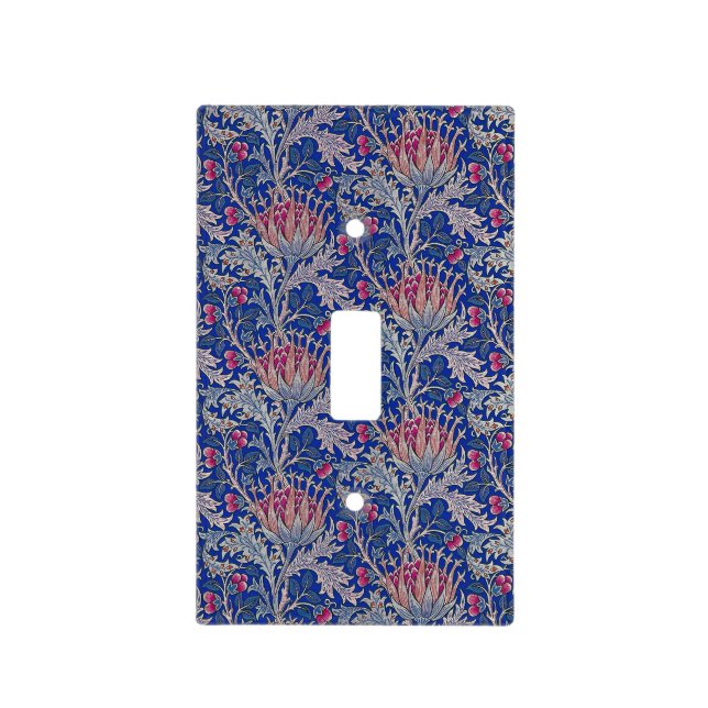 blue pink thistle light switch cover (Front)