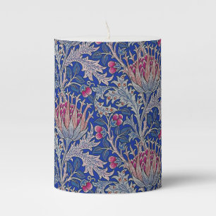 blue pink thistle pillar candle