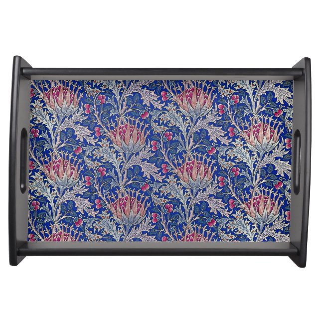 blue pink thistle serving tray (Front)