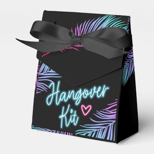 Blue & Pink Tropical Bach Hangover Kit Favor Boxes (Front Side)