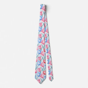 Blue & Pink Tulips Neck Tie