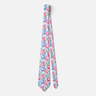 Blue & Pink Tulips Neck Tie