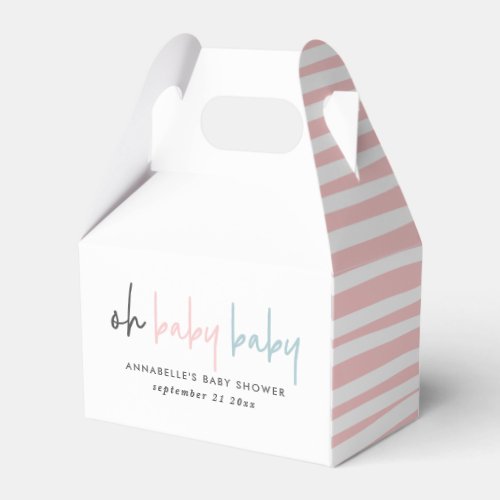 Blue pink twin baby shower party typography modern favor boxes