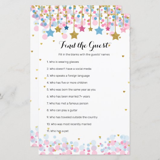 Blue Pink Twinkle Twinkle Find the Guess (Front/Back)