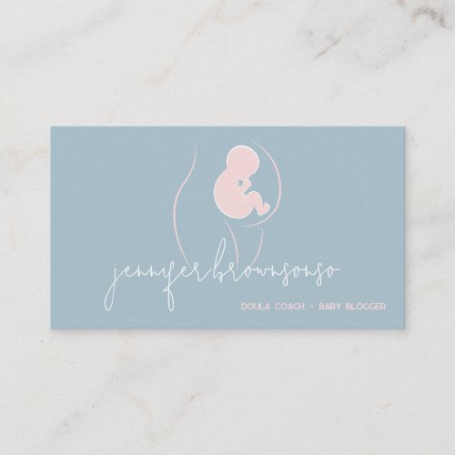 Blue Pink Unique Doula Birth Coach Pregnant Business Card