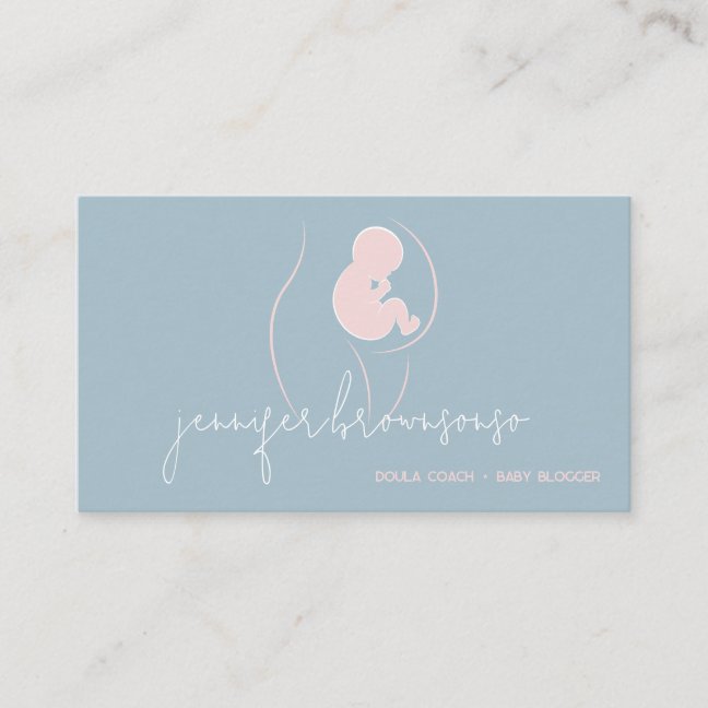 Blue Pink Unique Doula Birth Coach Pregnant Business Card