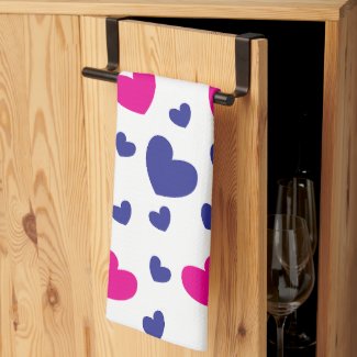 Blue Pink Valentines Day Hearts Pattern