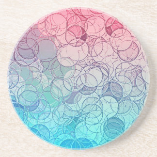Blue Pink Vintage Abstract Geometric Pattern Coaster