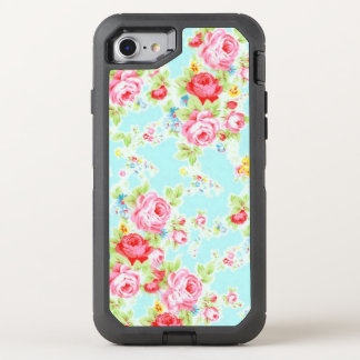 Blue Pink Vintage Rose OtterBox Defender iPhone SE/8/7 Case