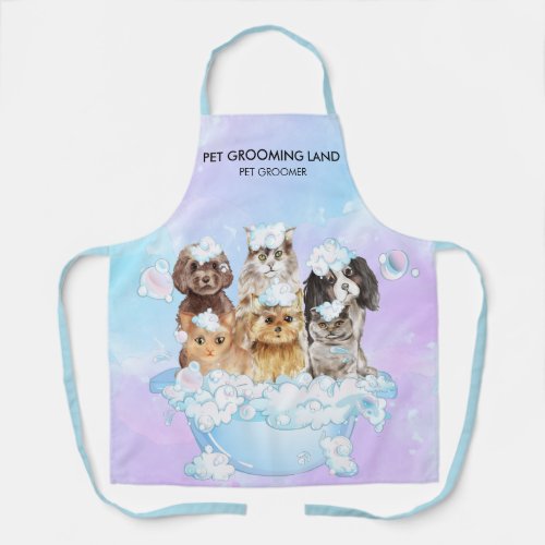 Blue Pink Wash Pet Grooming Dog Cat Spa Apron