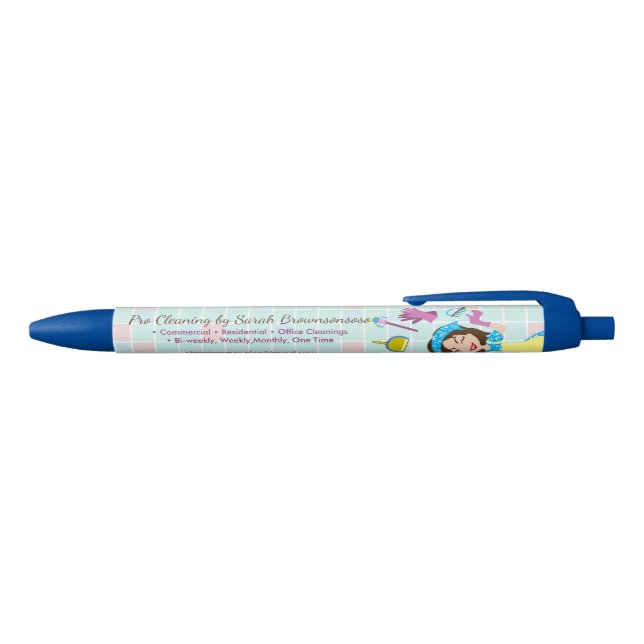 Blue Pink Washing Cleaning Housekeeper Lady Pen (Top)